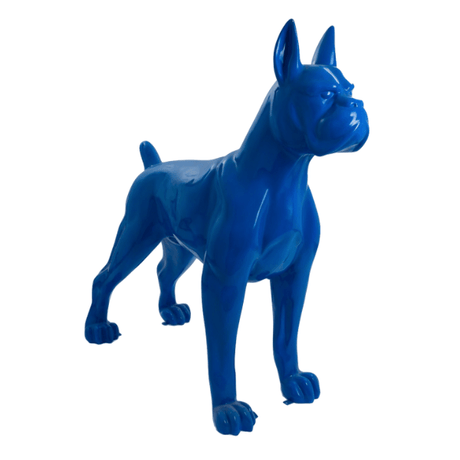 Statue Chien Boxer Animaux Resine - 110cm - Bleu Nuit - ANIMAUX-RESINE.FR