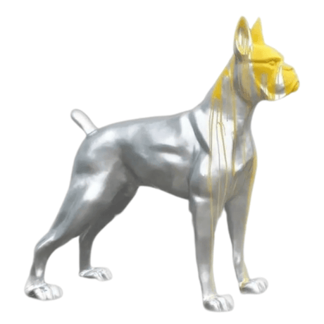 Statue Chien Boxer Animaux Resine - 110cm - Coulure Jaune - ANIMAUX-RESINE.FR