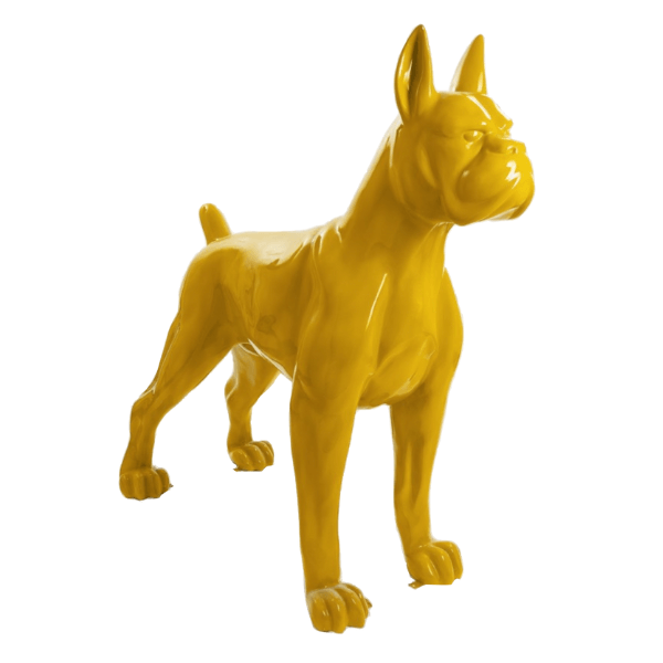 Statue Chien Boxer Animaux Resine - 110cm - Jaune - ANIMAUX-RESINE.FR