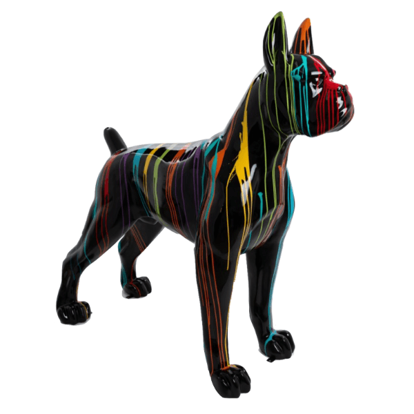 Statue Chien Boxer Animaux Resine - 110cm - Multi Coulure Noir - ANIMAUX-RESINE.FR