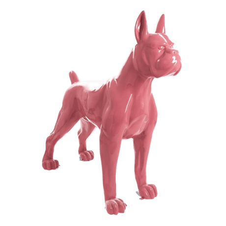 Statue Chien Boxer Animaux Resine - 110cm - Rose Clair - ANIMAUX-RESINE.FR