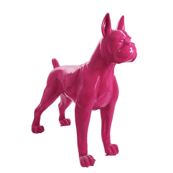 Statue Chien Boxer Animaux Resine - 110cm - Rose Fushia - ANIMAUX-RESINE.FR