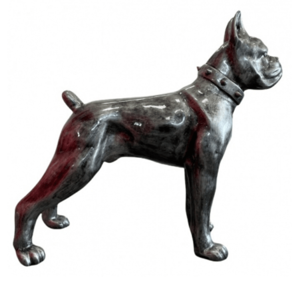 Statue Chien Boxer Animaux Resine - 180cm - Argenté - ANIMAUX-RESINE.FR