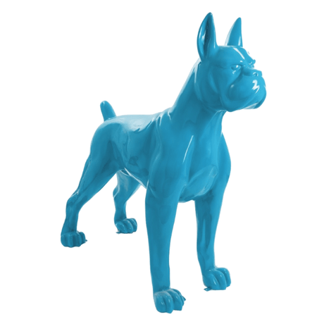 Statue Chien Boxer Animaux Resine - 180cm - Bleu Ciel - ANIMAUX-RESINE.FR