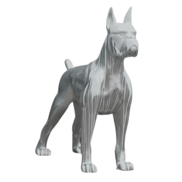 Statue Chien Boxer Animaux Resine - 180cm - Coulure Blanc - ANIMAUX-RESINE.FR