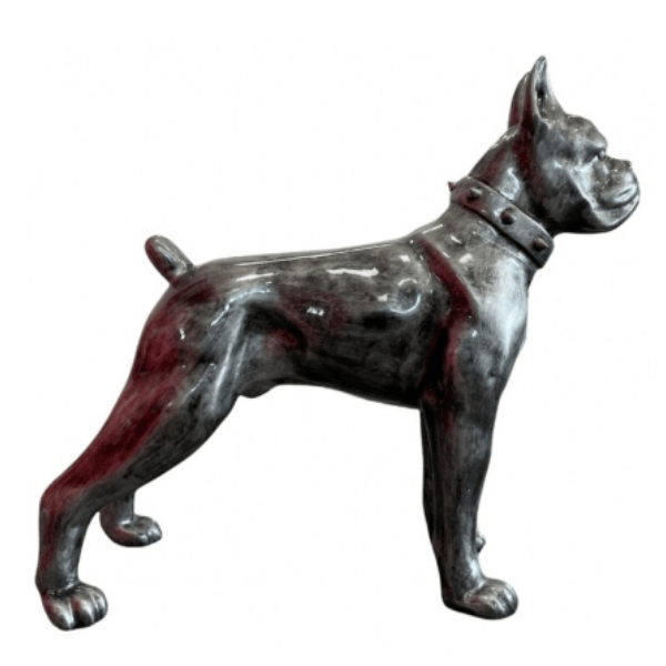 Statue Chien Boxer Animaux Resine - 50cm - Argenté - ANIMAUX-RESINE.FR