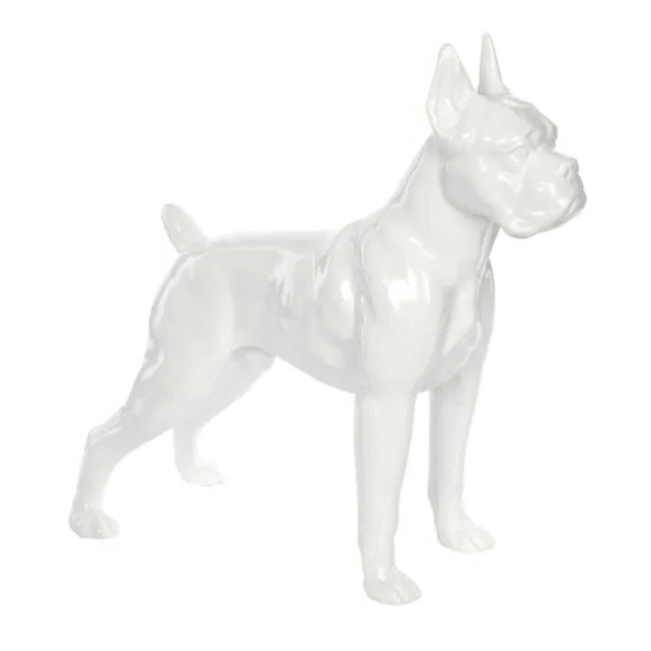 Statue Chien Boxer Animaux Resine - 50cm - Blanc - ANIMAUX-RESINE.FR