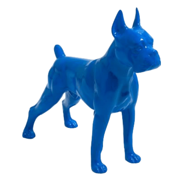 Statue Chien Boxer Animaux Resine - 50cm - Bleu - ANIMAUX-RESINE.FR