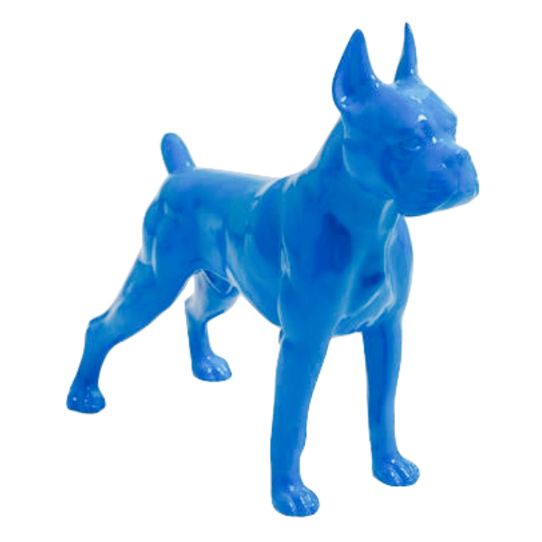 Statue Chien Boxer Animaux Resine - 50cm - Bleu Ciel - ANIMAUX-RESINE.FR