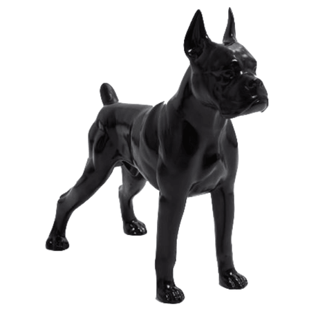 Statue Chien Boxer Animaux Resine - 50cm - Noir - ANIMAUX-RESINE.FR