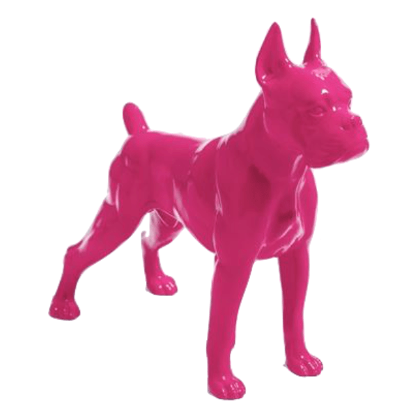 Statue Chien Boxer Animaux Resine - 50cm - Rose Fushia - ANIMAUX-RESINE.FR