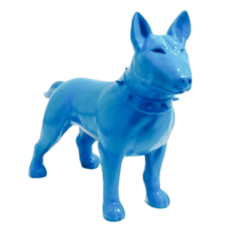 Statue Chien Bull Terrier Animaux Resine - 110cm - Bleu Ciel - ANIMAUX-RESINE.FR