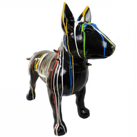 Statue Chien Bull Terrier Animaux Resine - 110cm - Multi Coulure Noir - ANIMAUX-RESINE.FR