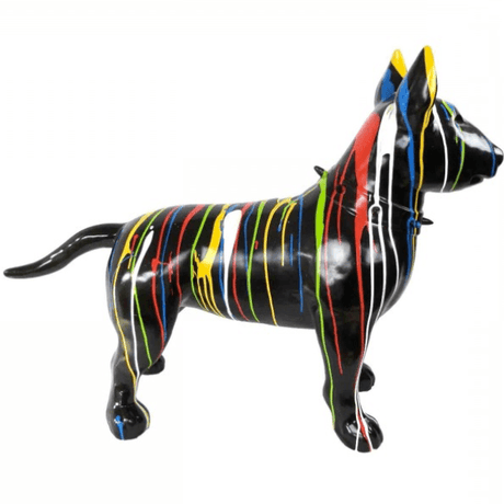 Statue Chien Bull Terrier Animaux Resine - 110cm - Multi Coulure Noir - ANIMAUX-RESINE.FR