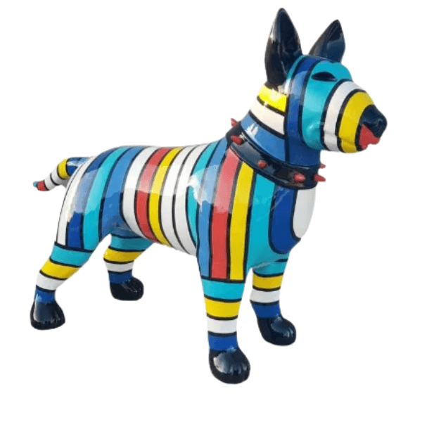 Statue Chien Bull Terrier Animaux Resine - 110cm - Schtroumpf - ANIMAUX-RESINE.FR