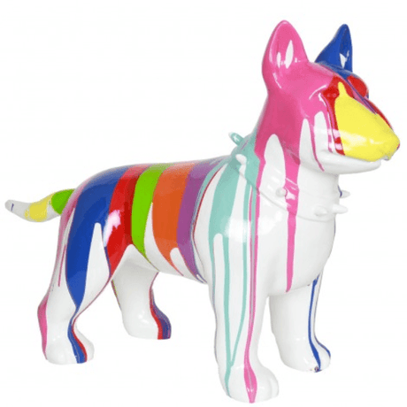 Statue Chien Bull Terrier Animaux Resine - 60cm - Multi Coulure Blanc - ANIMAUX-RESINE.FR