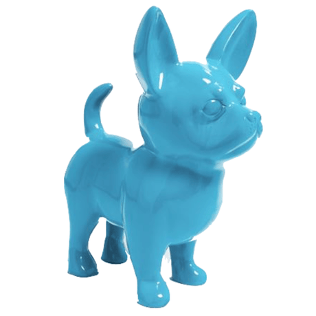 Statue Chien Chihuahua Animaux Resine - 170cm - Bleu Ciel - ANIMAUX-RESINE.FR