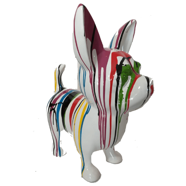 Statue Chien Chihuahua Animaux Resine - 170cm - Multi Coulure Blanc - ANIMAUX-RESINE.FR