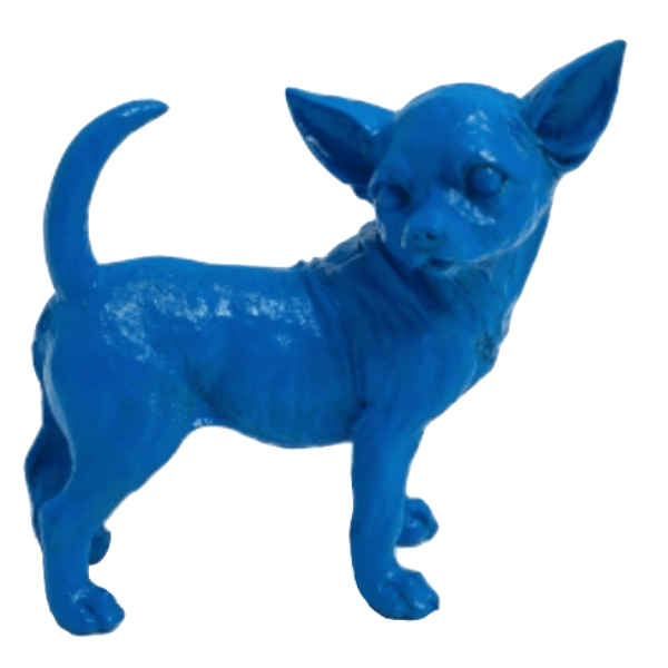 Statue Chien Chihuahua Animaux Resine - 30cm - Bleu - ANIMAUX-RESINE.FR