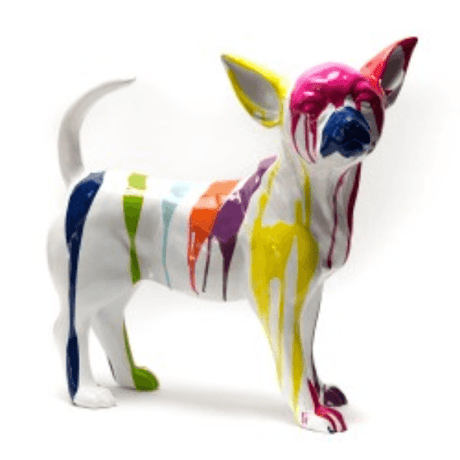 Statue Chien Chihuahua Animaux Resine - 30cm - Multi Coulure Blanc - ANIMAUX-RESINE.FR