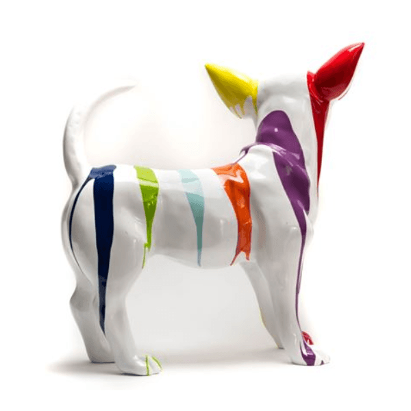 Statue Chien Chihuahua Animaux Resine - 30cm - Multi Coulure Blanc - ANIMAUX-RESINE.FR