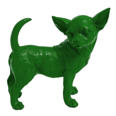 Statue Chien Chihuahua Animaux Resine - 30cm - Vert - ANIMAUX-RESINE.FR