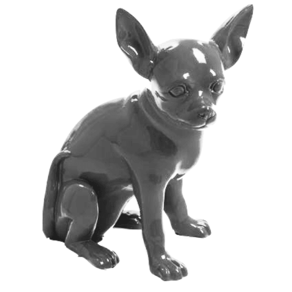 Statue Chien Chihuahua Animaux Resine - 40cm - Gris - ANIMAUX-RESINE.FR