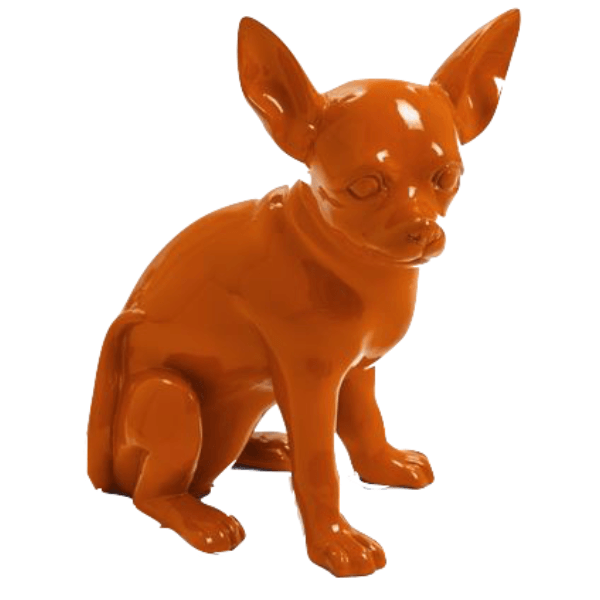 Statue Chien Chihuahua Animaux Resine - 40cm -Orange - ANIMAUX-RESINE.FR