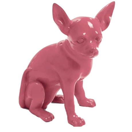 Statue Chien Chihuahua Animaux Resine - 40cm - Rose Clair - ANIMAUX-RESINE.FR