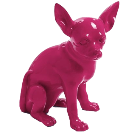 Statue Chien Chihuahua Animaux Resine - 40cm - Rose Fushia - ANIMAUX-RESINE.FR