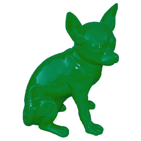 Statue Chien Chihuahua Animaux Resine - 40cm - Vert - ANIMAUX-RESINE.FR