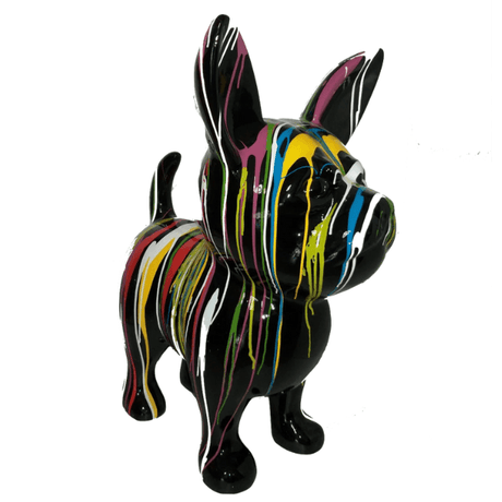 Statue Chien Chihuahua Animaux Resine - 50cm - Multi Coulure Noir - ANIMAUX-RESINE.FR