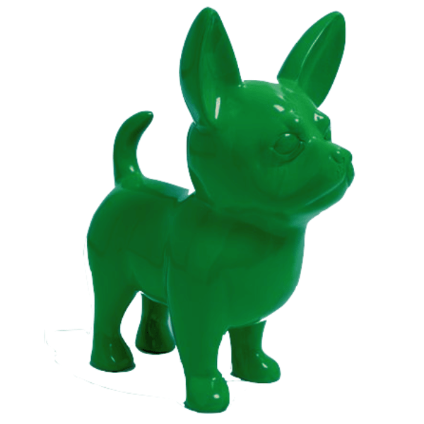 Statue Chien Chihuahua Animaux Resine - 50cm - Vert - ANIMAUX-RESINE.FR