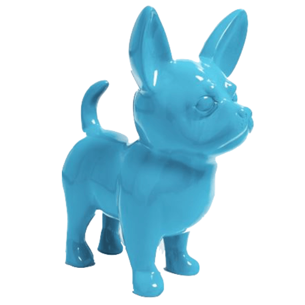 Statue Chien Chihuahua Animaux Resine - 90cm - Bleu Ciel - ANIMAUX-RESINE.FR