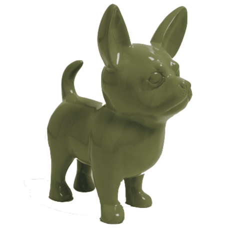 Statue Chien Chihuahua Animaux Resine - 90cm - Vert Kaki - ANIMAUX-RESINE.FR