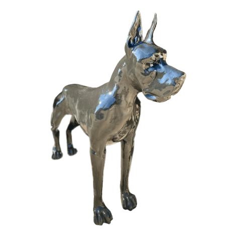 Statue Chien Dogue Allemand Animaux Resine - 120cm - Argent - ANIMAUX-RESINE.FR