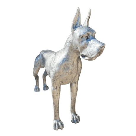 Statue Chien Dogue Allemand Animaux Resine - 120cm - Argenté - ANIMAUX-RESINE.FR