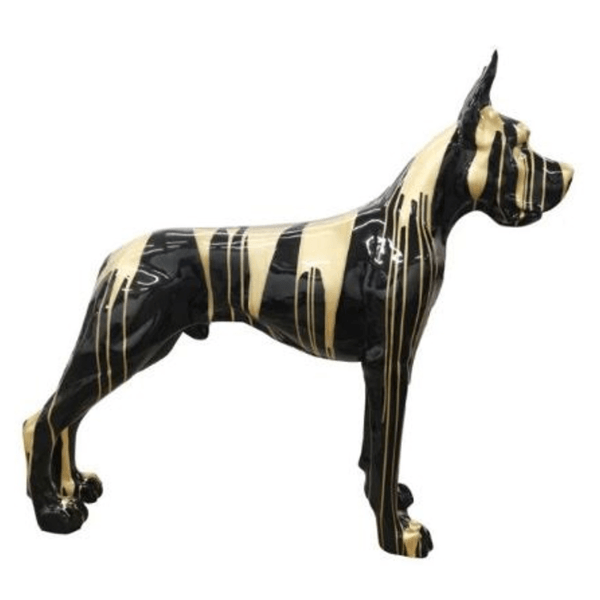 Statue Chien Dogue Allemand Animaux Resine - 120cm - Coulure Dorée Noir - ANIMAUX-RESINE.FR