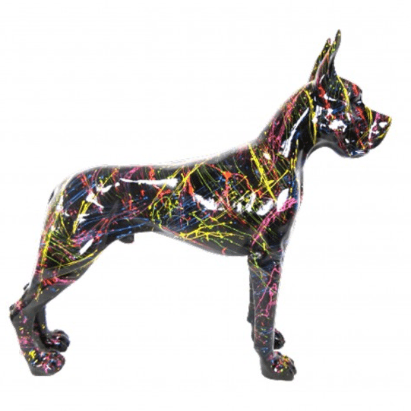 Statue Chien Dogue Allemand Animaux Resine - 120cm - Graffiti Noir - ANIMAUX-RESINE.FR