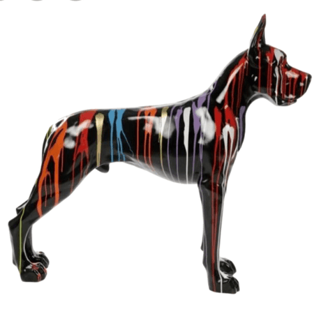 Statue Chien Dogue Allemand Animaux Resine - 120cm - Multi Coulure Noir - ANIMAUX-RESINE.FR