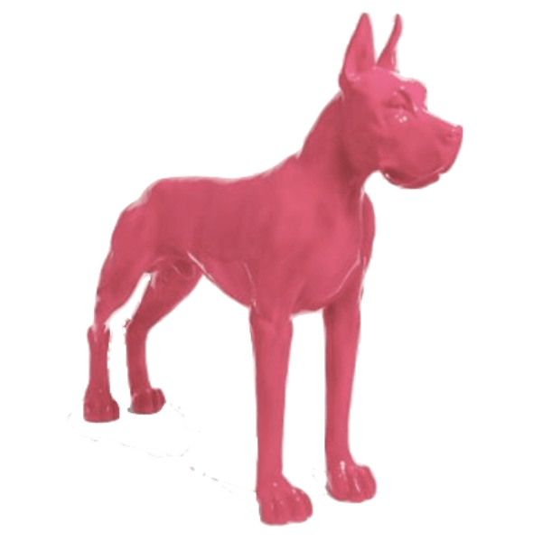 Statue Chien Dogue Allemand Animaux Resine - 120cm - Rose Clair - ANIMAUX-RESINE.FR