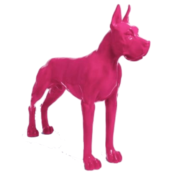 Statue Chien Dogue Allemand Animaux Resine - 120cm - Rose Fushia - ANIMAUX-RESINE.FR