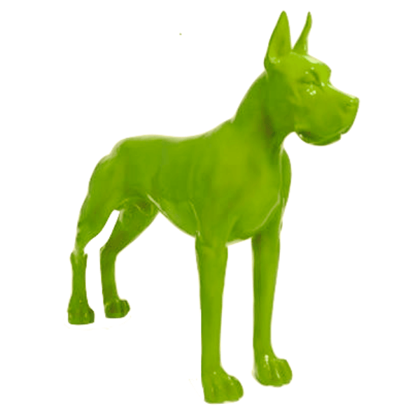 Statue Chien Dogue Allemand Animaux Resine - 120cm - Vert Pomme - ANIMAUX-RESINE.FR