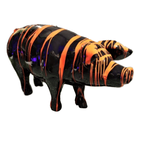 Statue Cochon Animaux Resine - 100cm - Coulure Orange - ANIMAUX-RESINE.FR