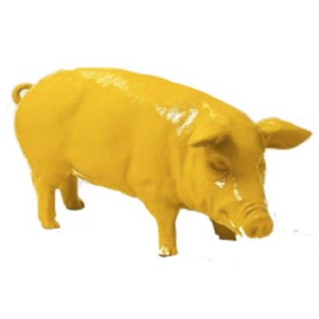 Statue Cochon Animaux Resine - 100cm - Jaune - ANIMAUX-RESINE.FR