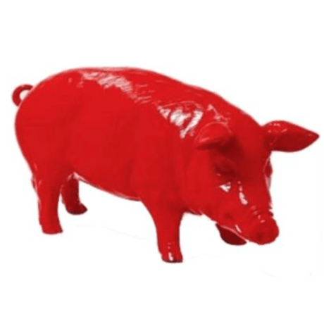 Statue Cochon Animaux Resine - 100cm - Rouge - ANIMAUX-RESINE.FR