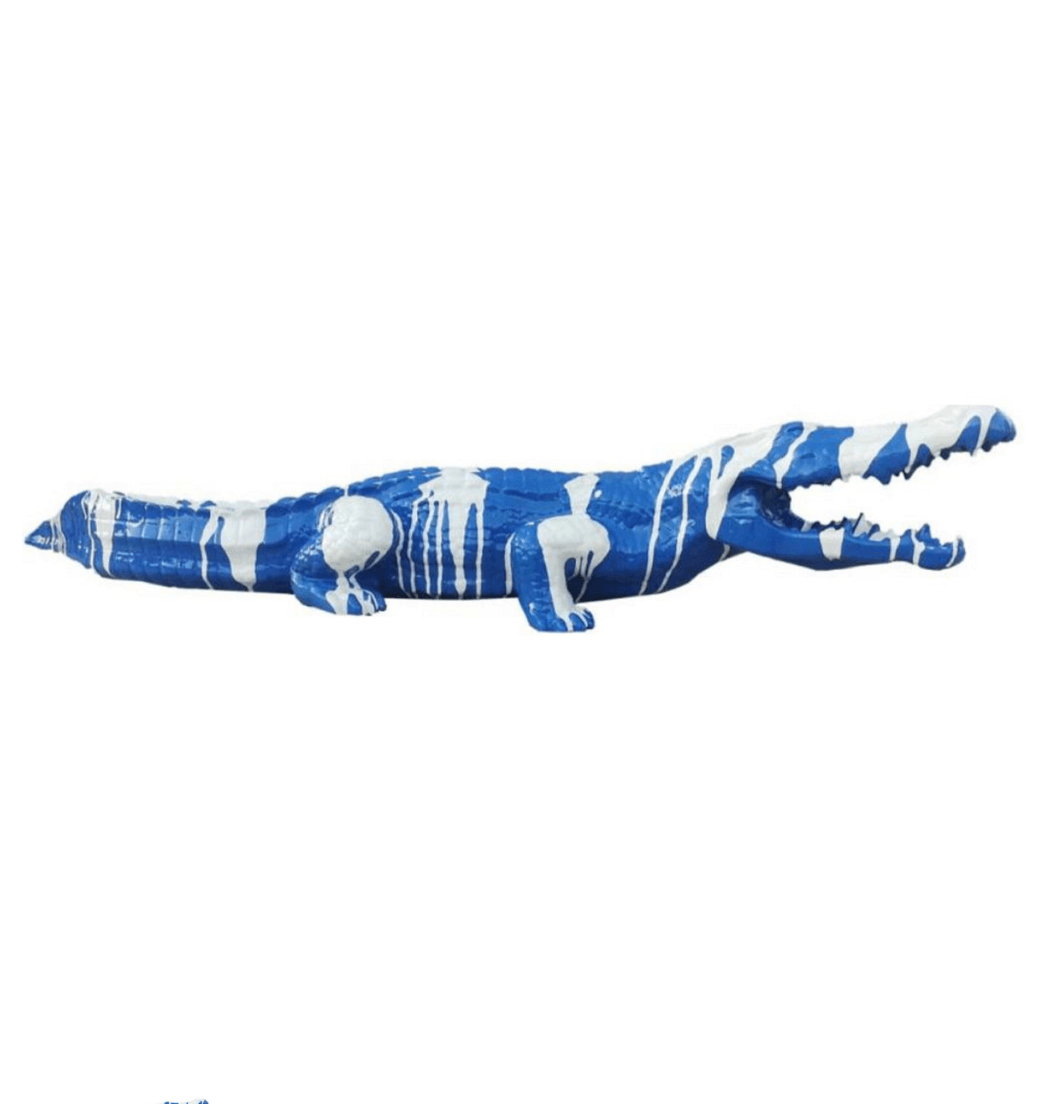 Statue Crocodile Animaux Resine - 130cm - Coulure Bleu - ANIMAUX-RESINE.FR