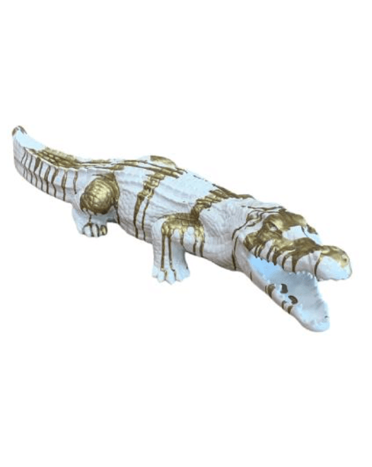 Statue Crocodile Animaux Resine - 130cm - Coulure Dorée - ANIMAUX-RESINE.FR