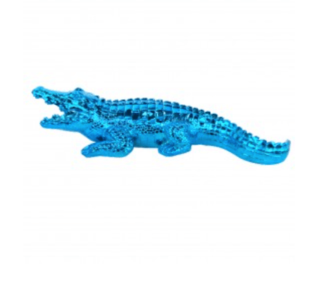 Statue Crocodile Animaux Resine - 30cm - Bleu - ANIMAUX-RESINE.FR