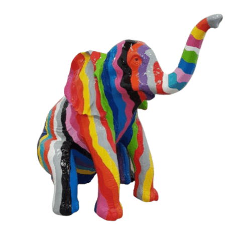 Statue Elephant Animaux Resine - 140cm - Arc en ciel - ANIMAUX-RESINE.FR